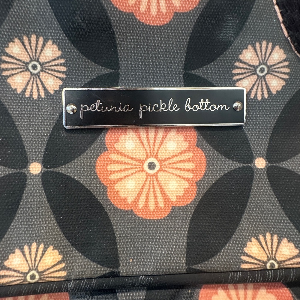 Petunia Pickle Bottom Black and Orange Floral Diaper Bag